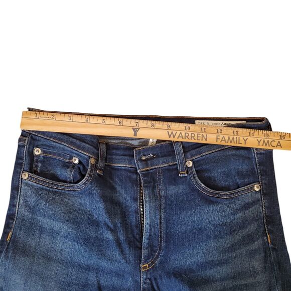 Rag & bone 10 inch Capri Cropped High Rise Jeans in Stanwix Dark Wash Sz 30 - Picture 4 of 9